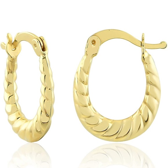 Brand New 10K Gold 14mm Hoop Earrings Mini Lightweight Huggie Real Gold - Picture 2 of 9